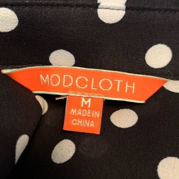 ModCloth | black white polka dot button down blouse - Picture 9 of 12